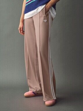 🌟 Adidas Originals Adicolor Firebird Loose Track Pants Brown XS EUC Relaxed Zip